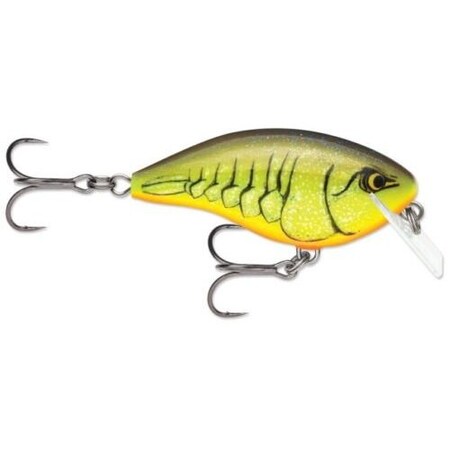 Rapala Og Rocco 05, 38 Oz, Running Depth 5', 4 Treble Hooks, Chartreuse Rootbeer Crawdad OGR05CRTBC